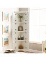 Tall Storage Cabinet with Doors and 4 Shelves for Living Room, Kitchen, Office, Bedroom, Bathroom, Modern, White