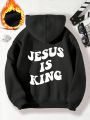 1pc Fashionable Letter Printed Fleece Hoodie For Boys, Autumn And Winter