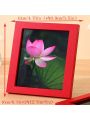 1pc 5 Inch Red Wooden Mdf Density Board Photo Frame With Simple & Creative Design, 16x12x1.8cm