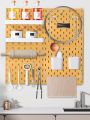 SHEIN Basic living 1Pc Peg Board, Pegboard Wall Organizer Panels, Yellow Pegboard Wall Mount, Plastic Pegboard For Kitchen Bedroom Craft Room Garage Workshop,  Peg Boards Easy Installation (28*28cm)