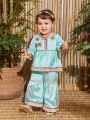 Baby Girl Spring/Summer Heavy Embroidered Patchwork Woven Tape Holiday 2-Piece Set