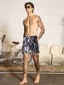 Men's Striped Drawstring Design Beach Shorts