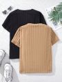 2pcs/set Teenage Girls' Casual Short Sleeve T-shirt