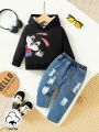 Infant Boys' Street Style Fashionable Hoodie And Jeans Set