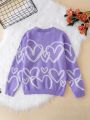 Tween Girl Heart Pattern Sweater