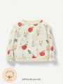Cozy Cub Infant Girls' Fruit & Flower Pattern Round Neck Raglan Sleeve Pullover