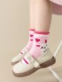 5pairs/set Girls' Cartoon Rabbit Mid-calf Socks Suitable For Everyday Wear All Year Round