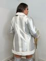 SHEIN SXY Women's Patchwork Double Pocket Fashionable Regular Jacket
