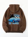 Men's Hooded Sweatshirt With Car And Text Print