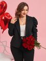 SHEIN Clasi Plus Size Women's Blazer With Gigot Sleeve And Single Button Closure