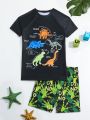 Boys' Cute Dinosaur Pattern Printed Swimming Trunks For Kids