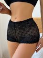Lace Heart Patterned Mid-Rise Panties