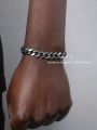 1pc Silver Color Men's Fashionable Plain Matte Finish Bracelet