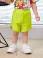 SHEIN Baby Boys' Solid Color Basic Casual Shorts For Sports