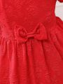 Young Girl Jacquard Bowknot Formal Dress