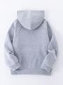 SHEIN Tween Boys' Casual Hoodie With Raglan Sleeve And Letter Print For Autumn And Winter, Home/Leisure Wear