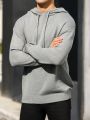 Manfinity Homme Men's Solid Colored Drawstring Hooded Long Sleeve Sweater