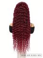 13*6 Transparent Lace Front Wig 18-30inch Burgundy Deep Wave Human Hair Wigs With Baby Hair Pre Plucked For Women
