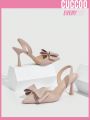 Cuccoo Everyday Collection Cuccoo Solid Color Fashionable High Heel Bow Shoes