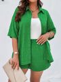 SHEIN LUNE Plus Size Solid Color Casual Two Piece Set