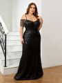 SHEIN Belle Plus Size Sparkling Tassel Party Maxi Prom Dress (heavy-duty Edition)