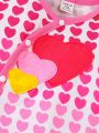 Infant Girls' Heart Print Buttoned Romper
