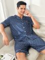Men'S Polka Dot Short Sleeve And Shorts Homewear Set