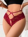 Bow-embellished Cutout Lace Briefs