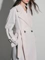 Anewsta Woven Double Button Trench Coat