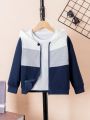 SHEIN Kids QTFun Toddler Boys' Casual Long Sleeve Windproof Jacket For Autumn And Winter