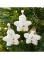 1pc Christmas Creative White Plush Five-pointed Star Bell Doll Ornament For Christmas Tree Decoration