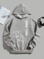 Boys' Casual Printed Long Sleeve Hooded Sweatshirt, Suitable For Autumn And Winter
