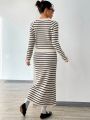 Women'S Striped Sweater 2pcs/Set
