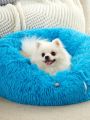 PETSIN Blue Plush & Washable Pet Bed Round Cushion, Suitable For Cats And Dogs For Deep Sleep And Warmth