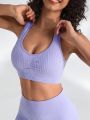 SHEIN Leisure Women'S Solid Color Yoga Workout Set