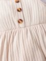 Baby Girls' Button Detail Suspender Shorts Bodysuit