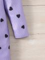 SHEIN Kids EVRYDAY Little Girls' Heart Pattern A-Line Dress In Knit Print