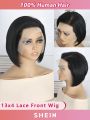Pixie Cut Human hair wig Black short Bob Wig Human Hair 13x4 Lace Frontal Wig 1B color Top Quality Bob Wig For Women