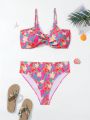 SHEIN Swim Vcay Plus Size Tropical Printed Swimwear Set
