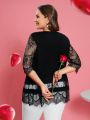EMERY ROSE Valentine's Day Plus Size Lace Splicing Coat