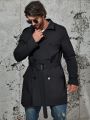 Manfinity Men Plus Double Breasted Belted Trench Coat