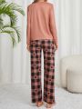 Plaid & Bear Patterned Pajama Set