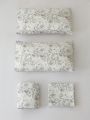 Flower Pattern Fitted Sheet Set Without Filler, 1pc Fitted Sheet & 1pc Flat Sheet & 2pcs Pillowcase, Modern Soft Bed Sheet Set For Bedroom