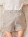SHEIN Baby Boys' Decorative Patch Elastic Waist Casual Shorts