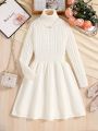 Teen Girl Turtleneck Cable Knit Sweater Dress
