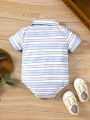 Baby Boys' Simple Stripe Short Sleeve Romper For Summer