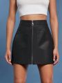 Luxe Zip Up PU Leather Skirt