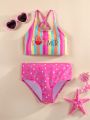 Toddler Girls' Colorful Polka Dot Print Halter Bikini
