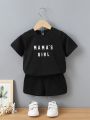 Toddler Girls Letter Graphic Tee & Shorts