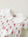 Baby Floral Print Shirred Puff Sleeve Bodysuit